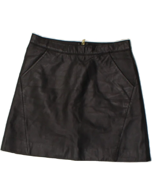 TOPSHOP Womens Mini Leather Skirt UK 10 Small W28 Black Leather