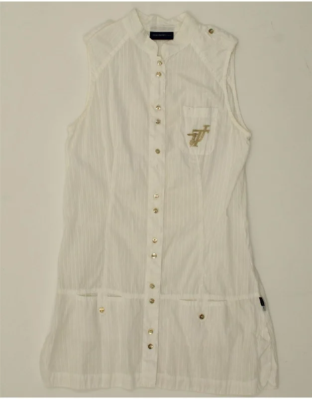 TRUSSARDI Womens Sleeveless Shirt Dress UK 10 Small White