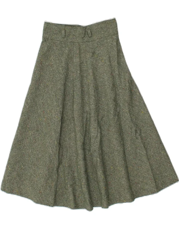 VINTAGE Womens A-Line Skirt W22 2XS  Green Flecked