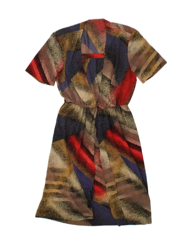 VINTAGE Womens Abstract Pattern A-Line Dress UK 16 Large Multicoloured