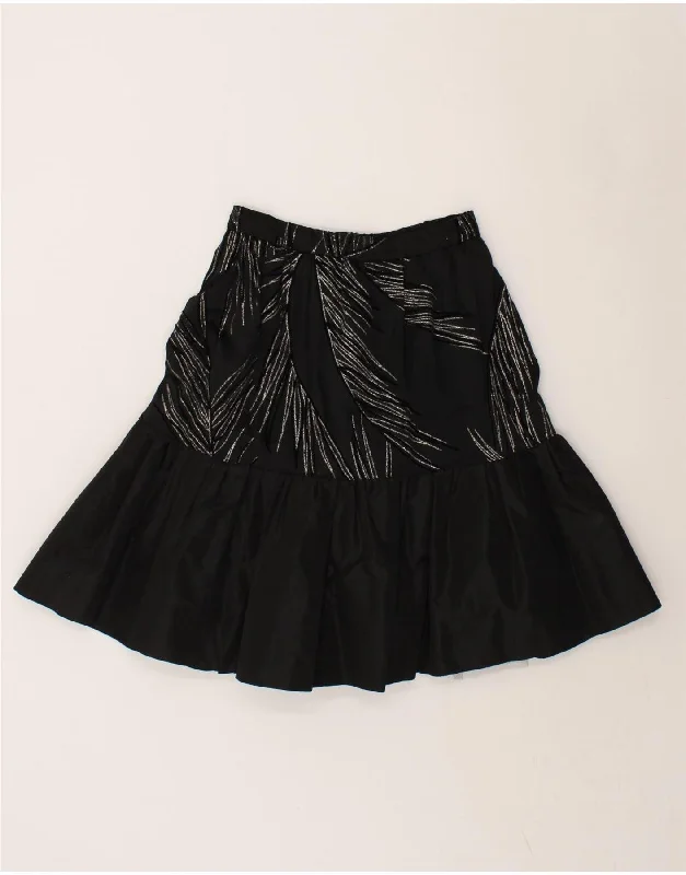 VINTAGE Womens Abstract Pattern A-Line Skirt W24 XS Black