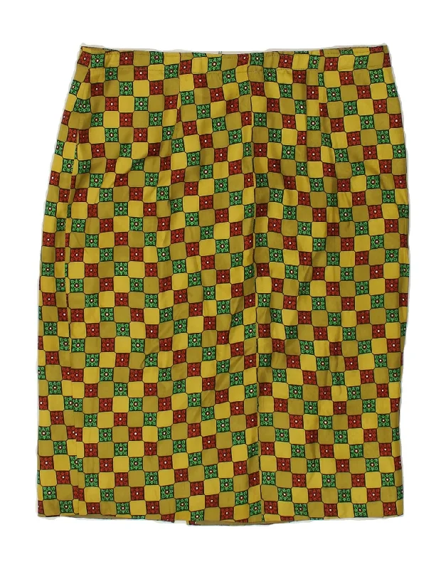 VINTAGE Womens Abstract Pattern Straight Skirt W32 Large Green