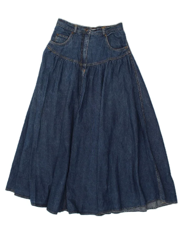 VINTAGE Womens Denim Flared Skirt IT 38 XS W26 Blue