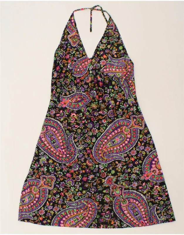 VINTAGE Womens Halter Dress  UK 10 Small Multicoloured Paisley