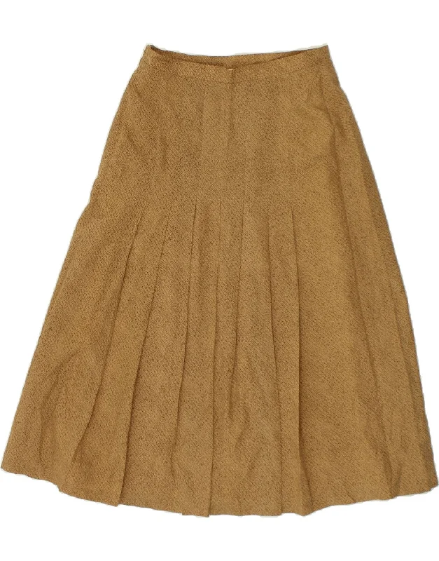 VINTAGE Womens Knife Pleated Skirt IT 40 Small W28  Beige