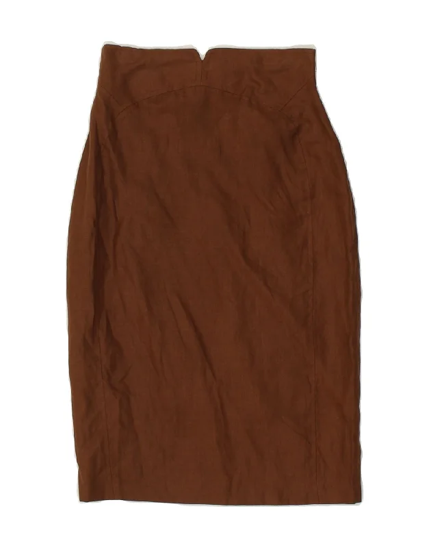 VINTAGE Womens Midi Skirt IT 40 Small W24 Brown