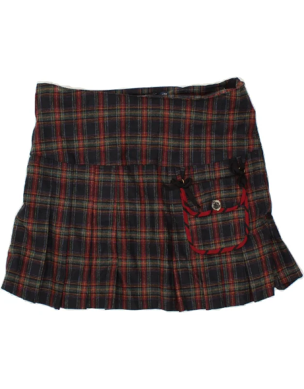 VINTAGE Womens Mini Skirt W36 Large Navy Blue Check