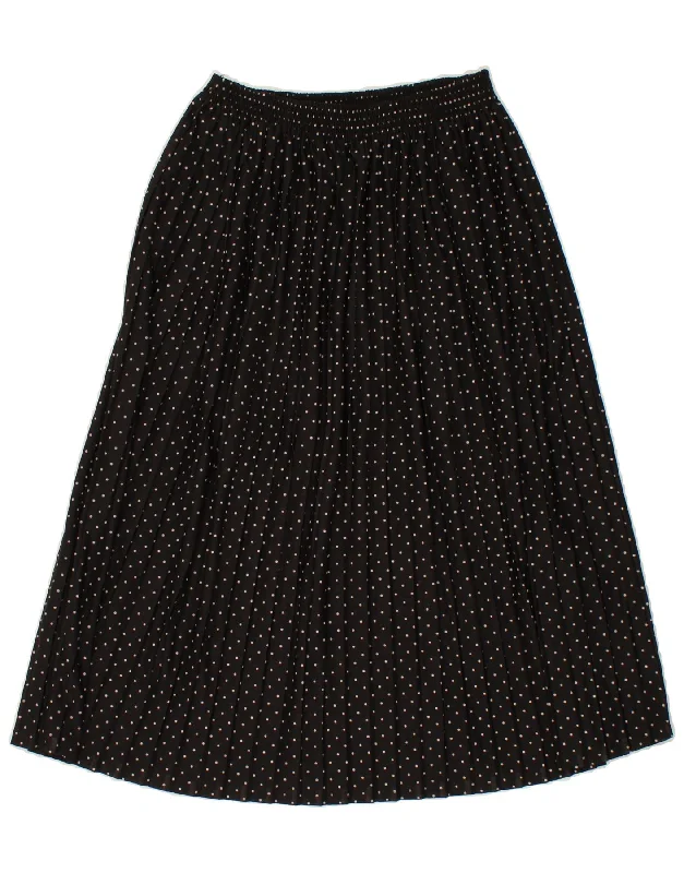 VINTAGE Womens Pleated A-Line Skirt UK 8 Small W26 Black Polka Dot