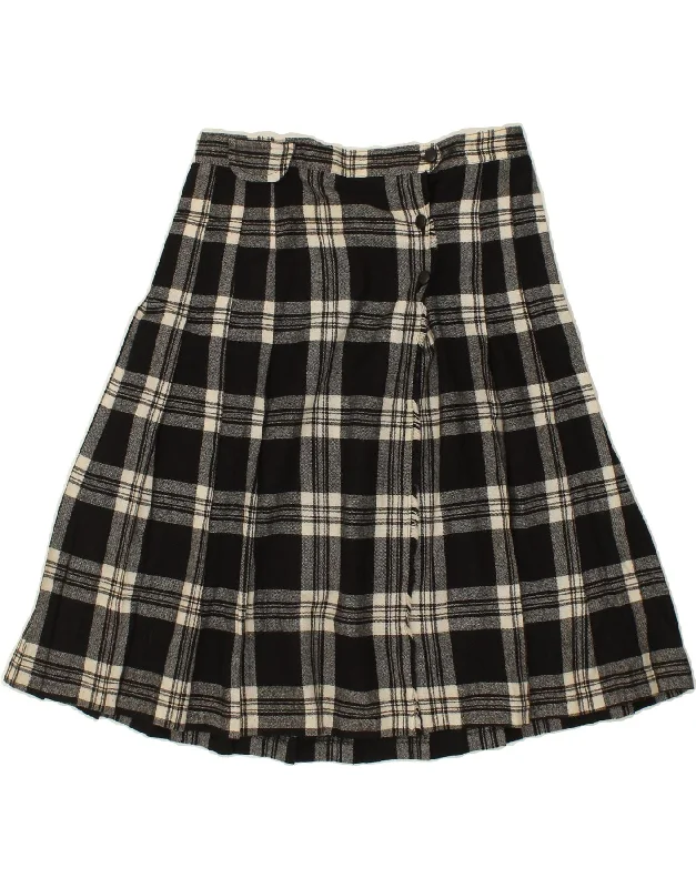 VINTAGE Womens Wrap Skirt IT 48 XL W32 Black Plaid