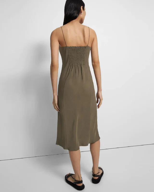 Washed Twill Smocked Slip Dress - Willow