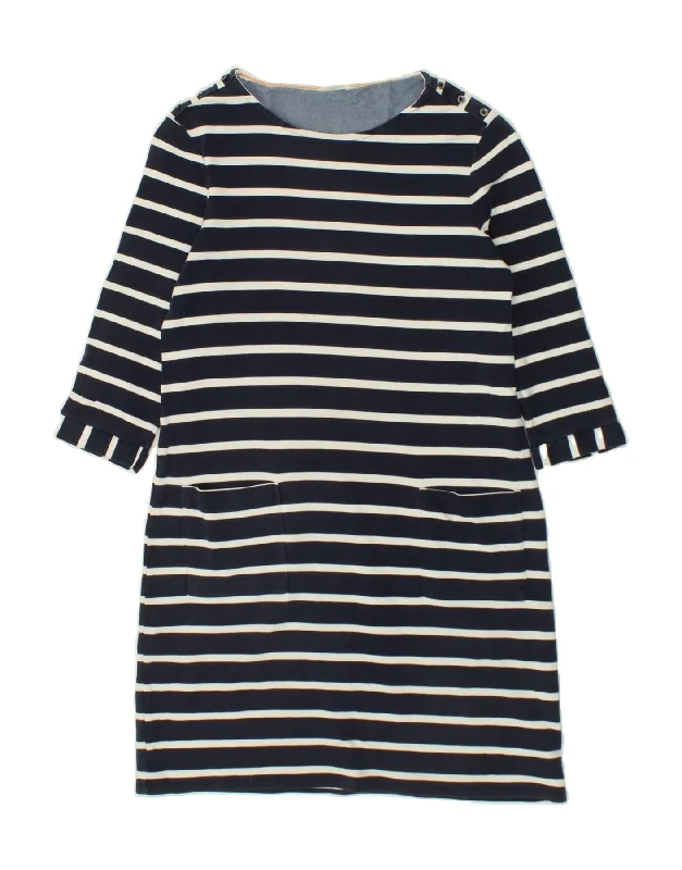 WHITE STUFF Womens 3/4 Sleeve T-Shirt Dress UK 14 Medium Navy Blue Striped