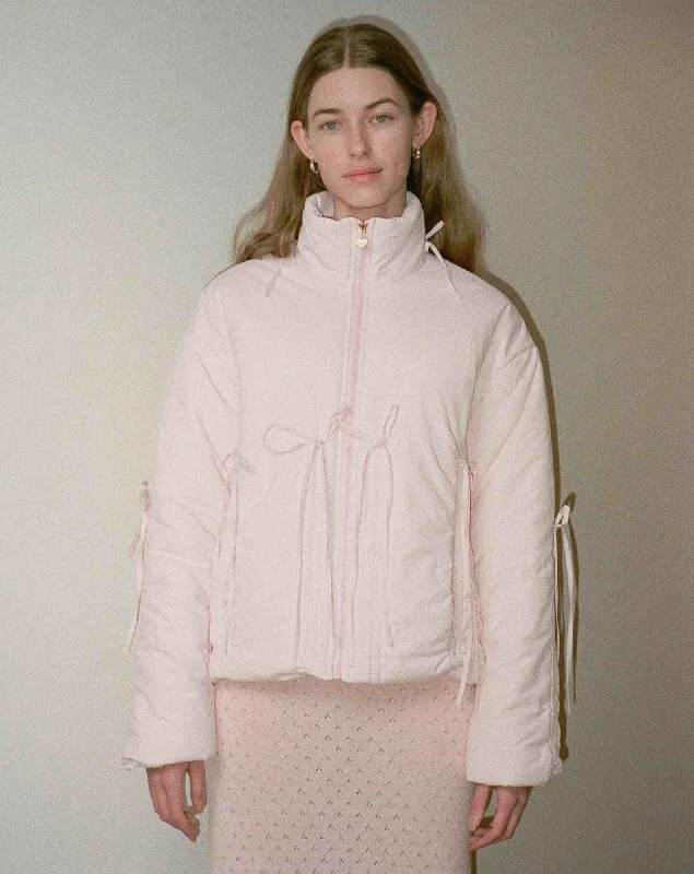 Bow Puffer Jacket - Pink