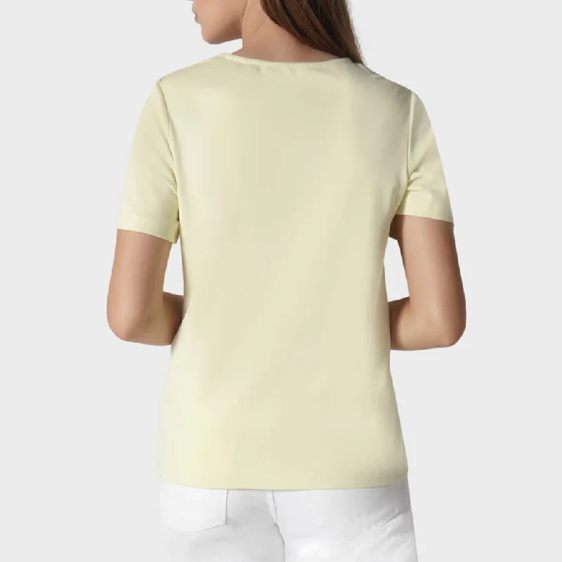 “Hearts” Button-embellished Modern Cut T-shirt in Sunlit Yellow