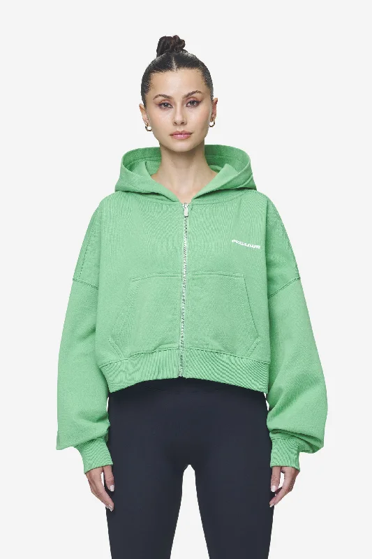 Lana Logo Cropped Sweat Jacket Washed Peppermint Green White