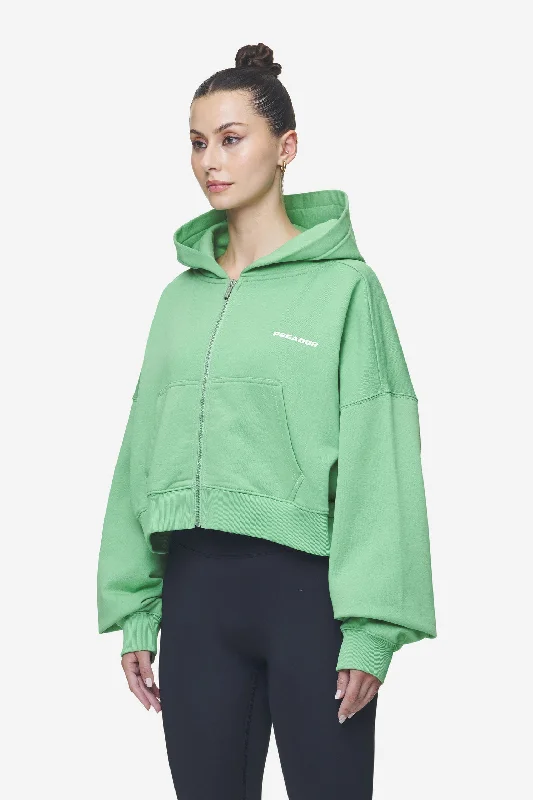 Lana Logo Cropped Sweat Jacket Washed Peppermint Green White