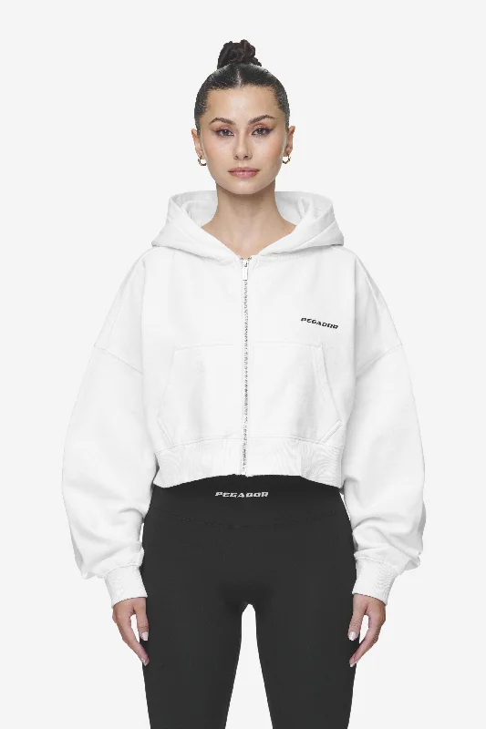 Lana Logo Cropped Sweat Jacket White Black