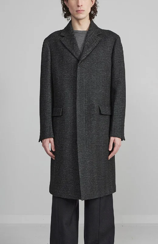 LIMITED EDITION: MERCER CHARCOAL HERRINGBONE WOOL TOPCOAT