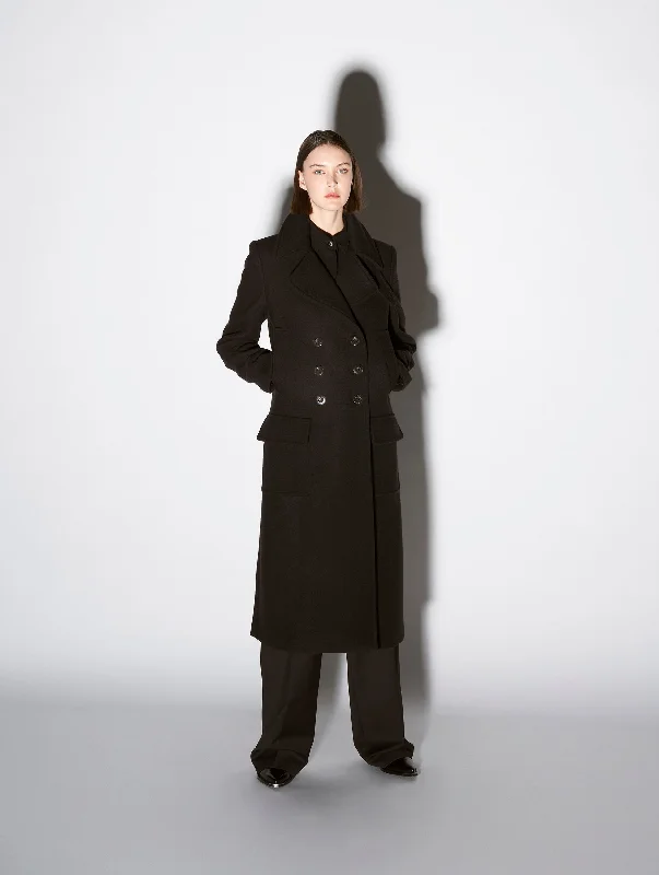 Manteau en drap de laine et cachemire noir