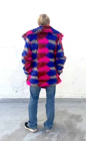 Men's Duke Coat in ""Blue Gray Fuchsia""