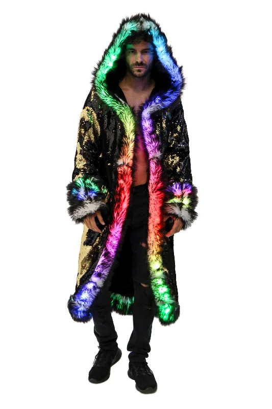 Men's LED Sequin King Coat in ""Black/ Gold""