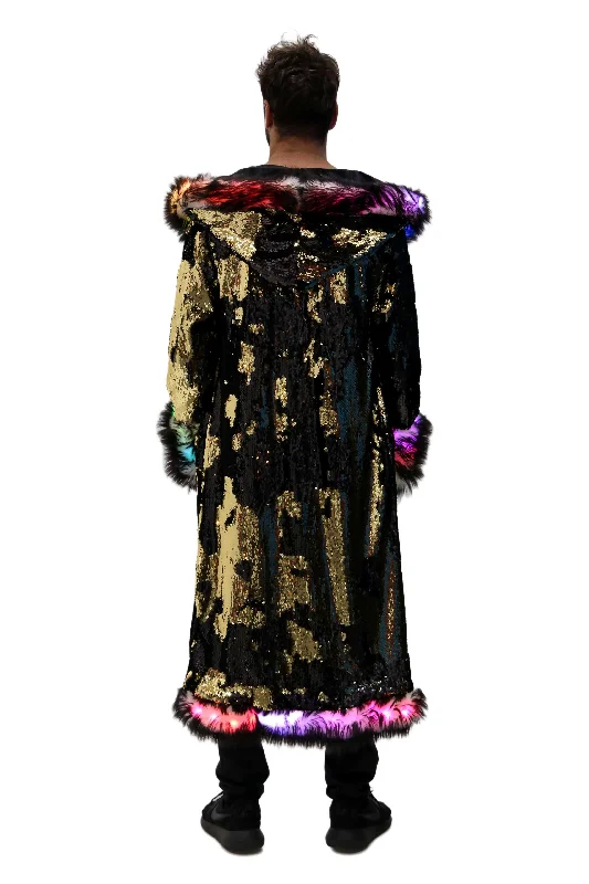 Men's LED Sequin King Coat in ""Black/ Gold""