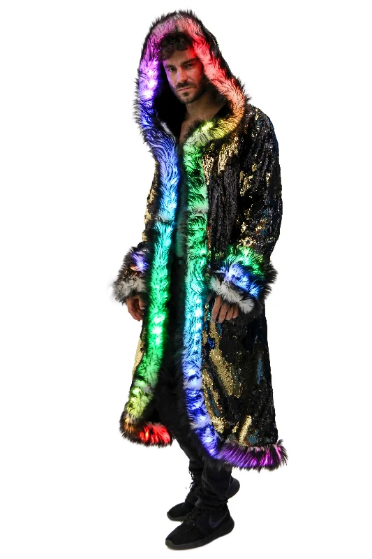 Men's LED Sequin King Coat in ""Black/ Gold""