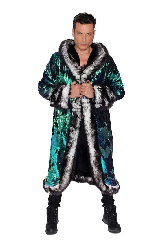 Men's Sequin King Coat in ""Merman""