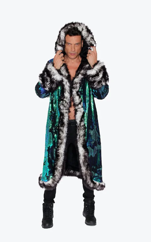 Men's Sequin King Coat in ""Merman""