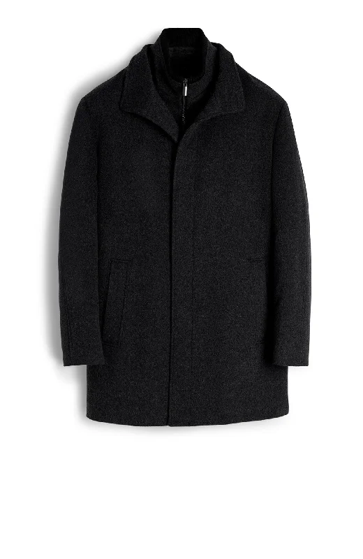 MONT-ROYAL BLACK WOOL & CASHMERE CAR COAT