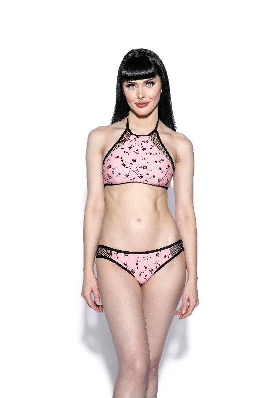 Pink Pentagram Rose Mesh Swim Bottom