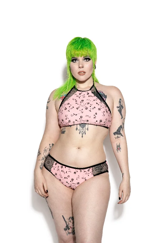 Pink Pentagram Rose Mesh Swim Bottom