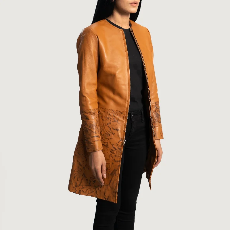 Sandy Tan Dye Leather Coat