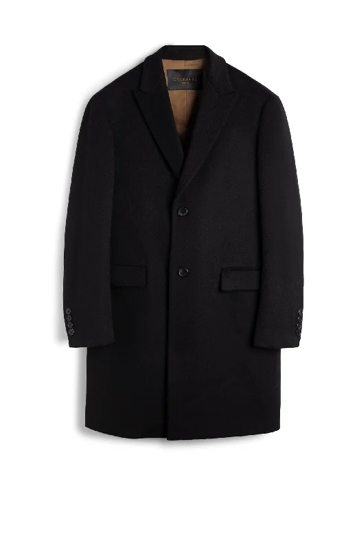 SUTTON BLACK WOOL OVERCOAT