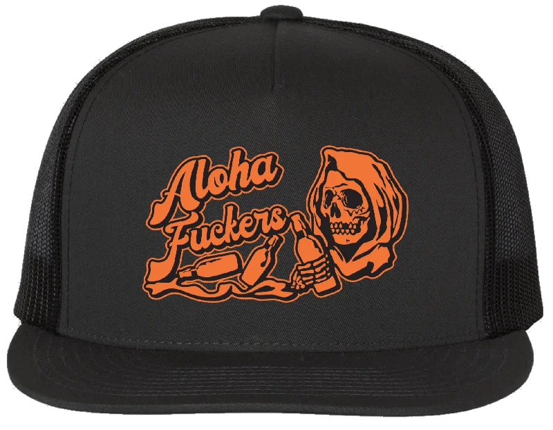 The ALOHA FUCKERS Cap - BLACK/ORANGE