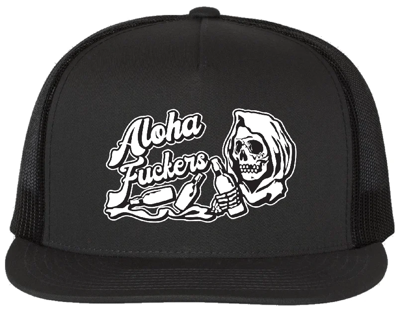 The ALOHA FUCKERS Cap - BLACK/WHITE