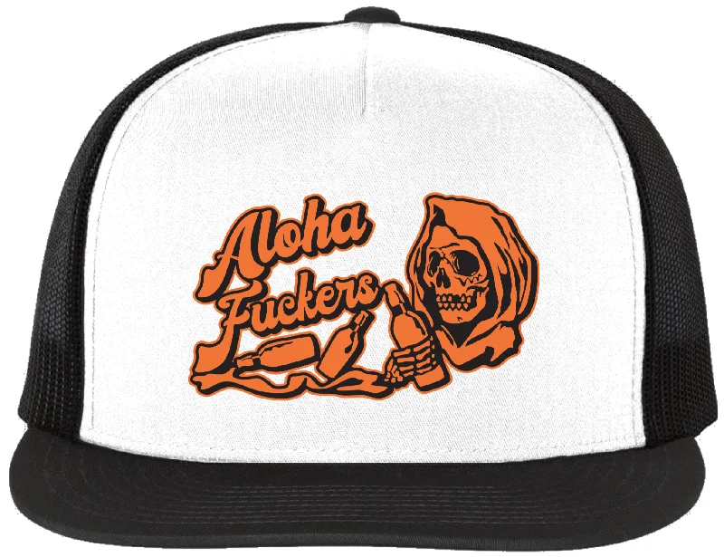 The ALOHA FUCKERS Cap - WHITE/ORANGE/BLACK