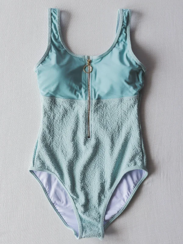 Women's Half Zip One Piece - Dolphin Blue