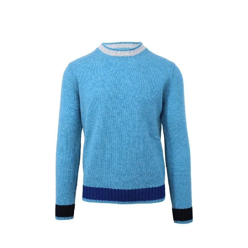 Teal Crewneck Sweater with Contrast Accents