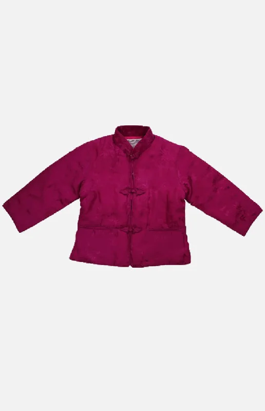 Double Horse Girl's Silk Wadded Jacket(Rose Size 20)