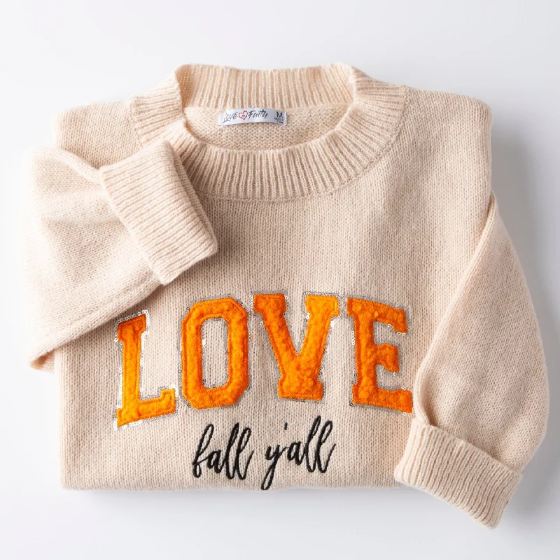 Love Fall Y'all Sequin Chenille Knit Sweater